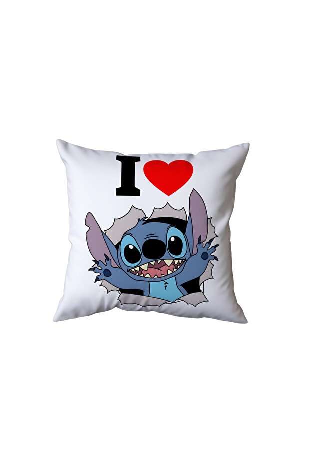 I Love Stitch Pillow, Blue Stitch Gift