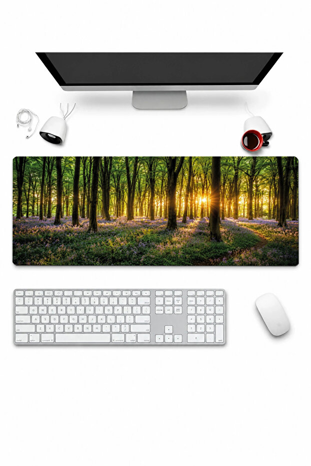 Keyboard Mousepad 32X70Cm Seamless Smooth Liquid-Proof Non-Slip Base Lavender Booties