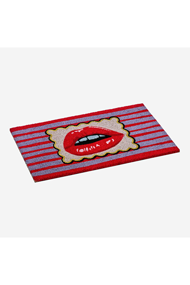 Red Coconut Fiber Lips Door Mat 45X1.5X75 cm