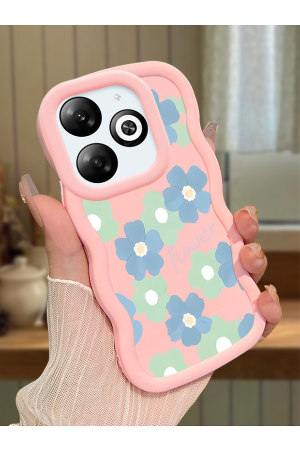 Infinix Hot 40I Compatible Case Camera Protector Pink Silicone Couple Phone Case Floral Pattern