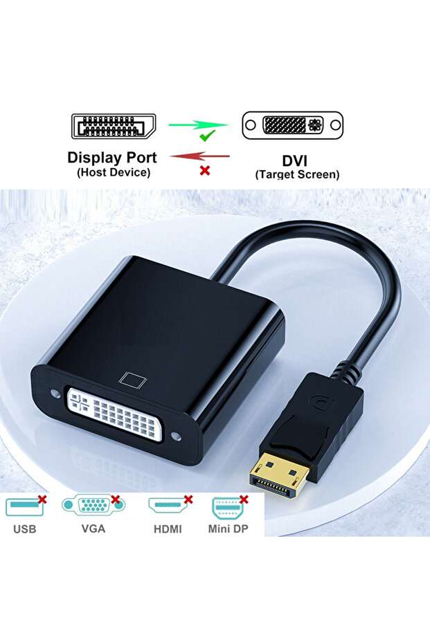 Black 0.2m 1.8M DisplayPort To DVI Cable 0.25M DP To DVI Adapter for Desktop Laptop PC TV Dell Asus