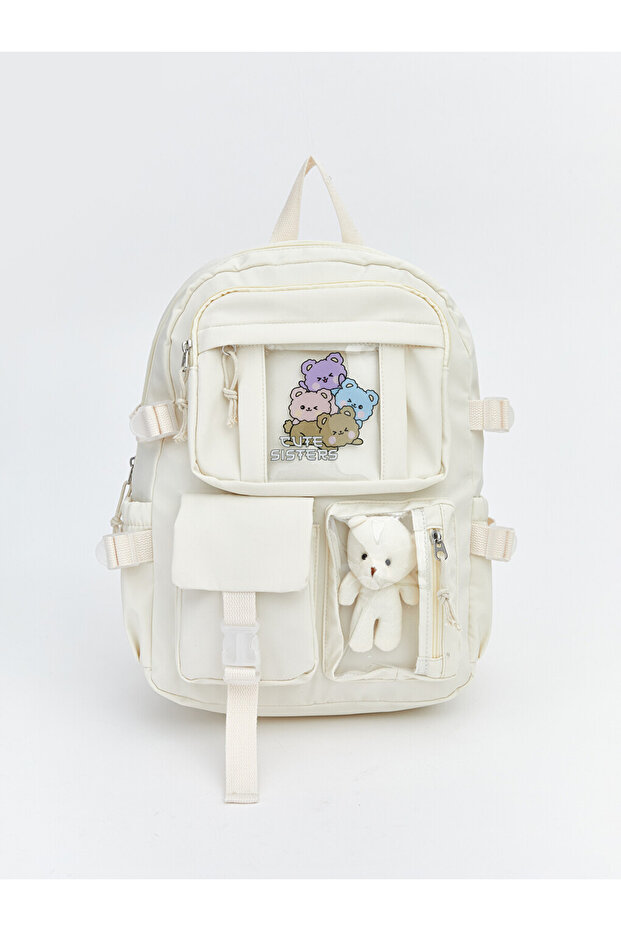 Ecru Multi-Compartment Girl's Backpack