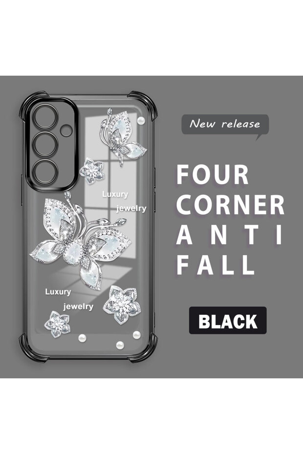 Samsung Galaxy S23 Fe Compatible Transparent Back Four Corners Reinforced Impact Protection Silicone Case