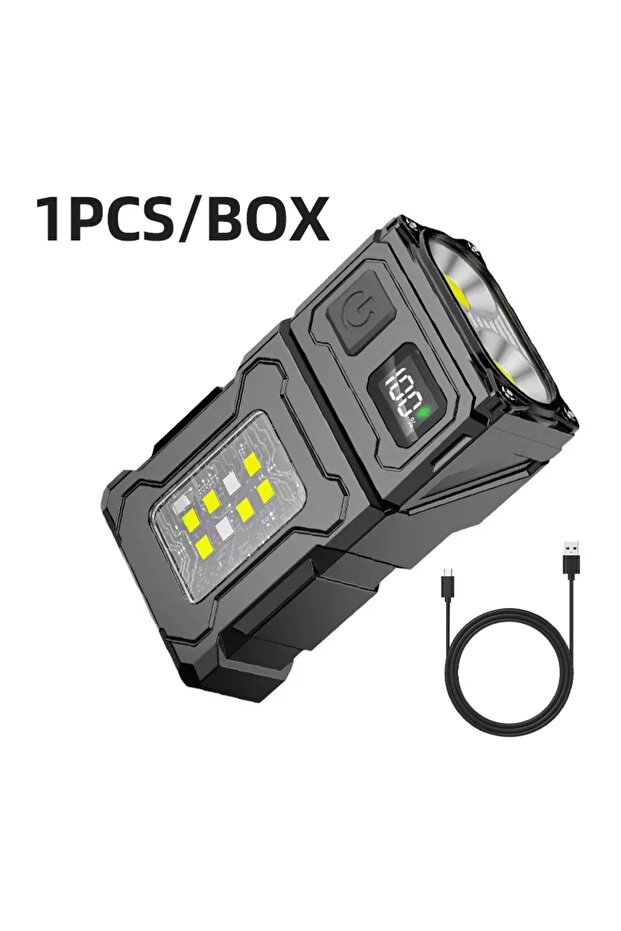 XIWANGFIRE Black MINI USB Rechargeable LED Flashlight Portable Tail Magnet Work Light Super Bright C