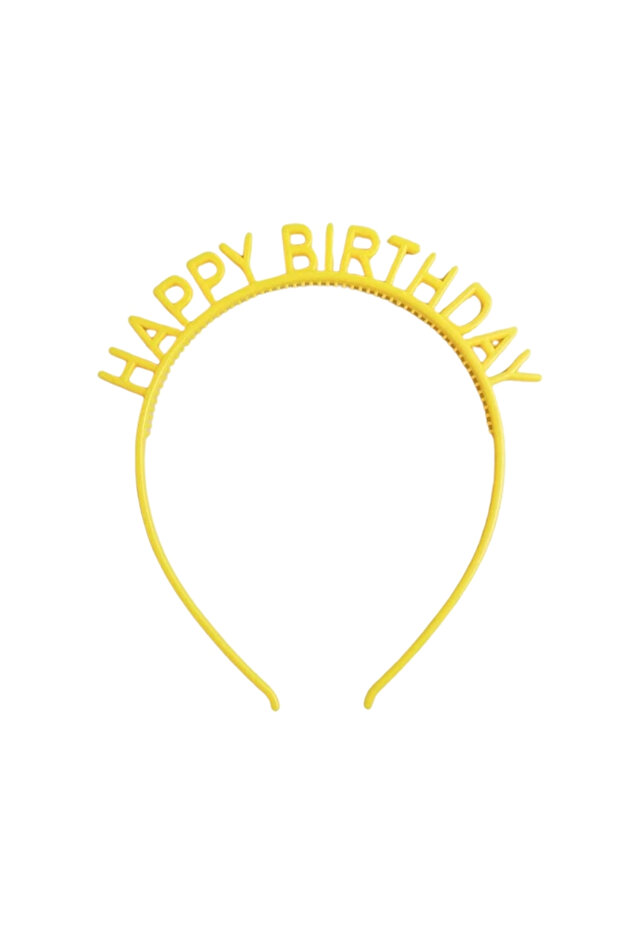 Yellow Happy Birthday Written Girl's Crown