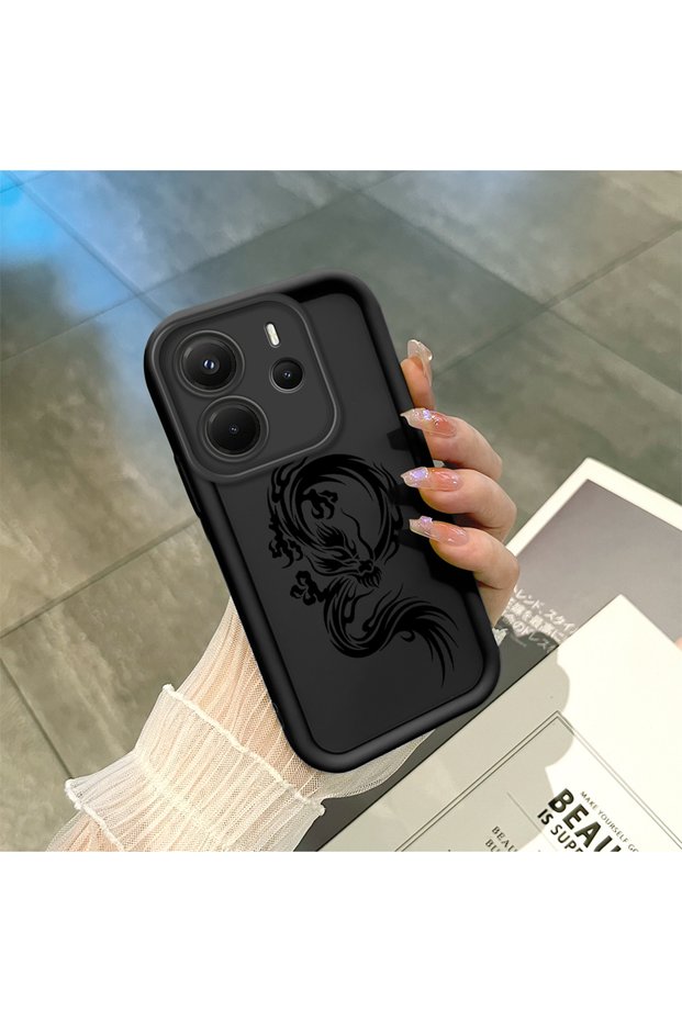 Redmi Note 14 4g Compatible Black Silicone Case Shockproof with Camera Protection