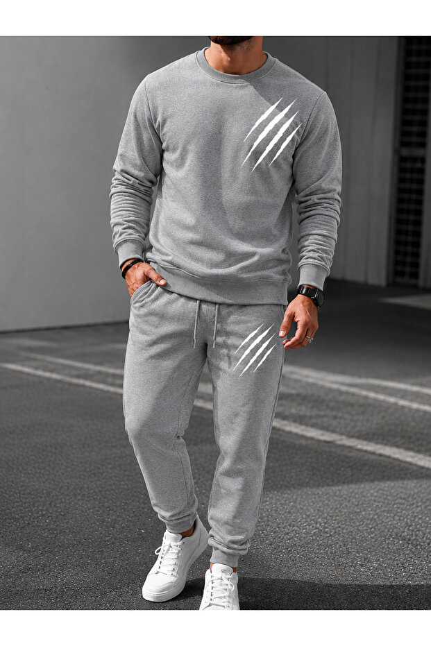 Unisex Premium 3 Pençe Printed Crew Neck Sweatshirt Set