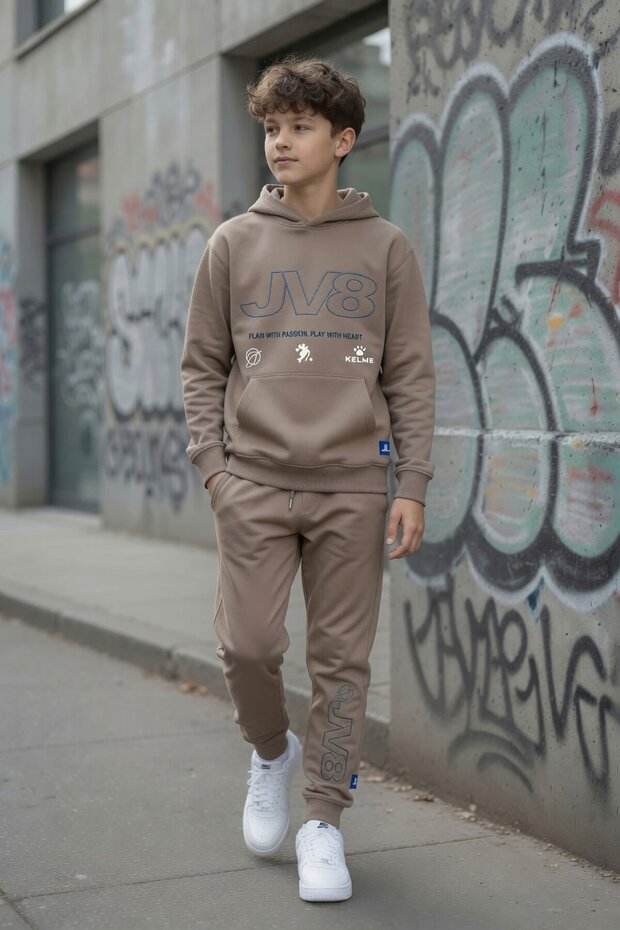 Brown Boy's Hooded Jogger Tracksuit 2 Thread Track Suit 24614