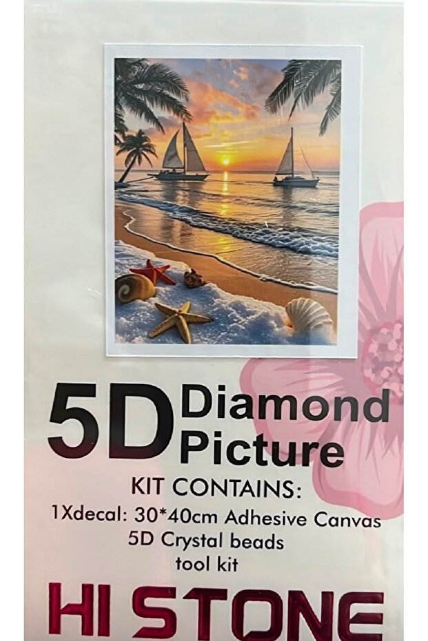 5D Diamond Bead Bonding Stone Processing Mosaic Tapestry "Coast" 30X40 cm