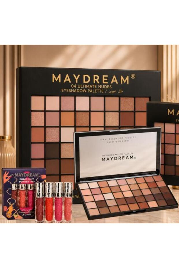 مجموعة ماي دريم (MAYDREAM®) المتكاملة: باليت ظلال العيون الترابية + مجموعة ملمع الشفاه