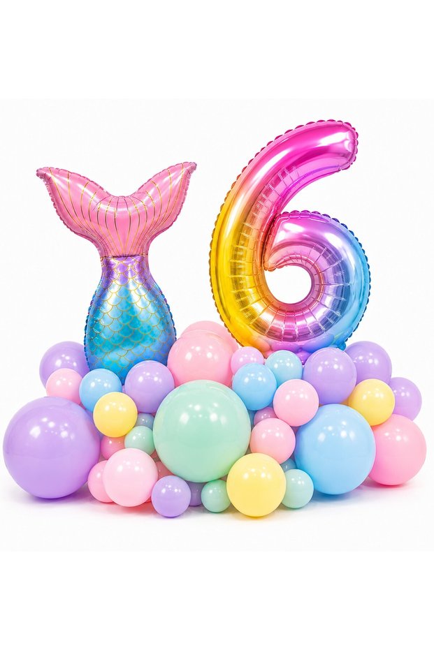Age Balloon Mermaid Birthday Decoration Set 76 cm Number Balloon Mermaid Tail Foil Balloon