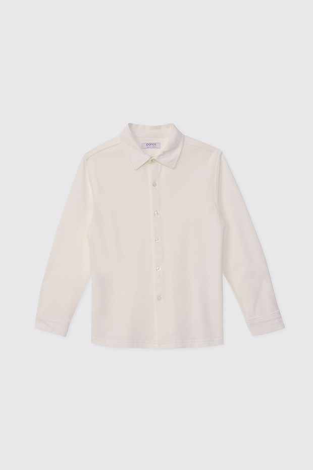 Boy's Buttoned Long Sleeve Ecru Shirt