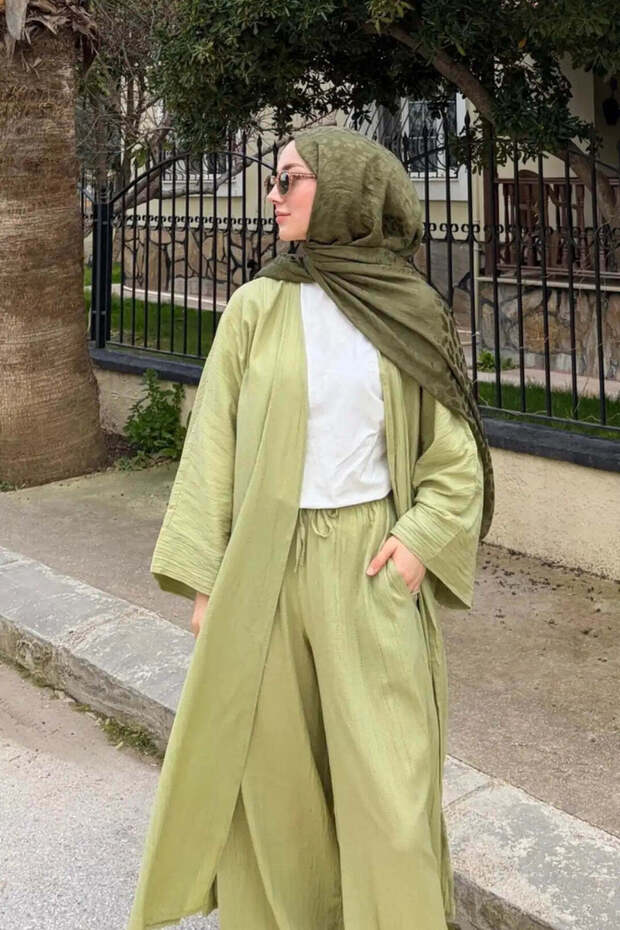 Ahsen Kimono Set - Pistachio Green