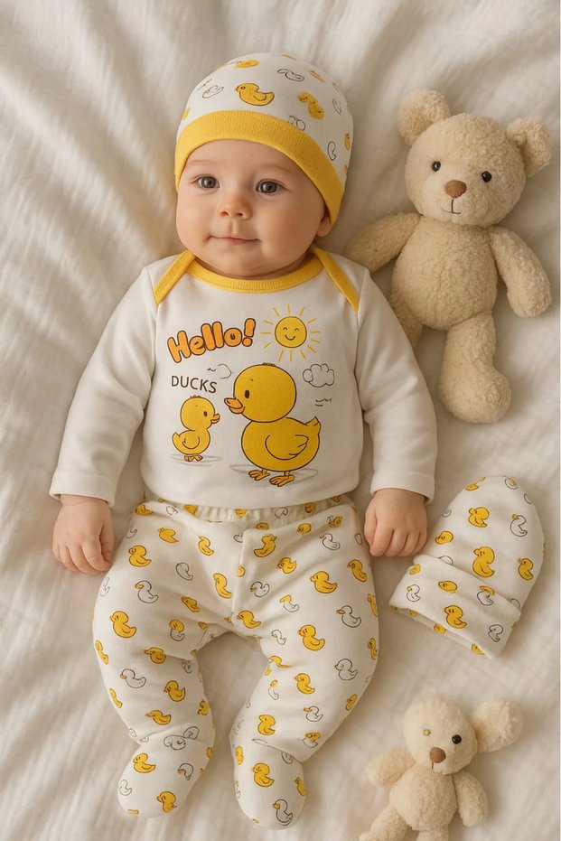 Cute Duck Printed 3-Piece Baby Set