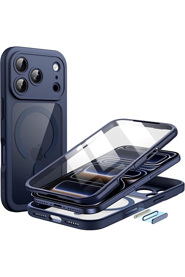 URBAN Case for iPhone 17 Pro Max, 360° Protection, Deep Blue | Compatible with MagSafe, Built-in Te