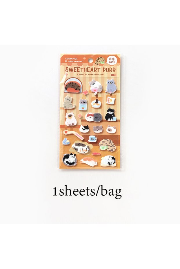 S30827-2 Mr.Paper 1 Sheet 3D Felt Pet Stickers Pet Lover Series Kawaii Cat & Dog Fluffy Puffy Sticke