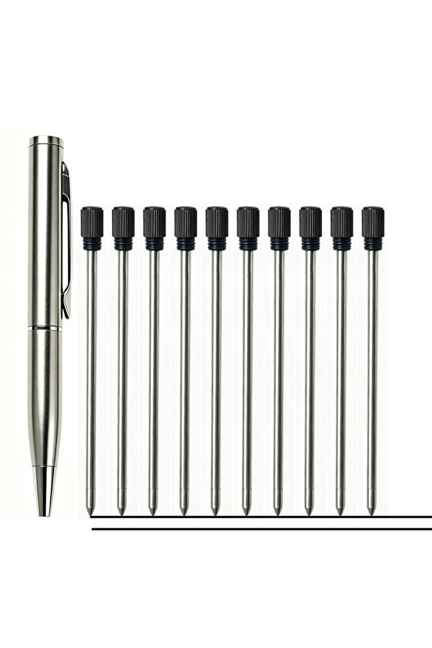 Black Ink Portable Twist Tiny Ballpoint Pen Set Pocket-Sized Pen + 10 Black/Blue Ink Refills 0.7mm P