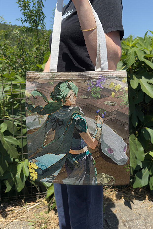 Baizhu Genshin Impact V4 Double-Sided Canvas Print Tote Bag Anime Bag