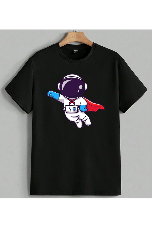 Alien Supermen Kose Helmet Printed Unisex Oversize T-Shirt Black