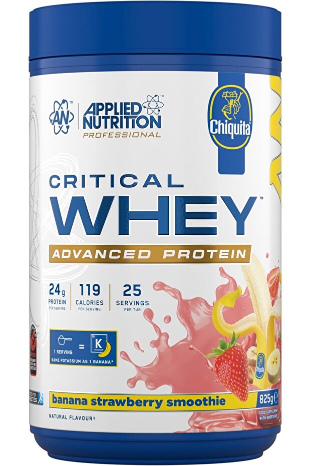 Critical Whey Protein Powder – 24g Protein per Serving, High Protein Powder, Protein Shake with BCAAs & Glutamine – Muscle Growth & Recovery (825g - 25 Servings) (Banana Strawberry)