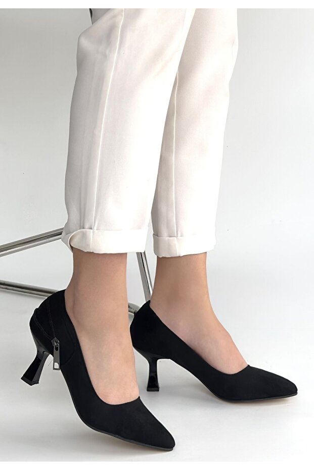 Jedi Black Suede Heeled Shoes
