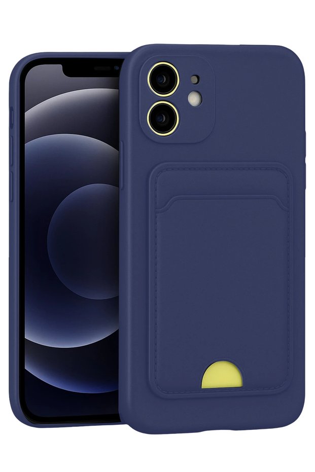 Matxzngz iPhone 11 Case Kelvin Silicone with Business Card Holder (01942) - Navy Blue