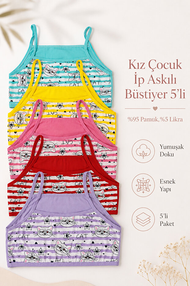 Girl's Bustier with Rope Straps, Printed Cotton Lycra