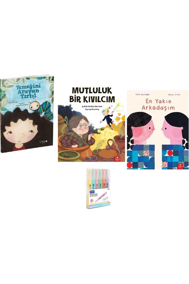 Yemeğini Arayan Tırtıl + Mutluluk Bir Kıvılcım + En Yakın Arkadaşım 3 Book Set Pencil Set Hd