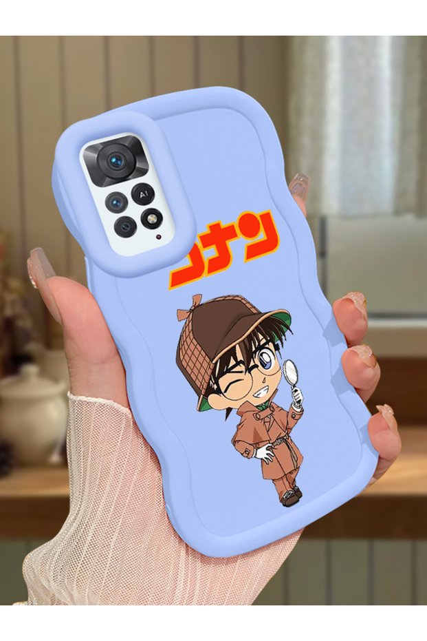 Redmi Note 11 Pro 5g Compatible Case Camera Protector Blue Silicone Couple Phone Case Conan Pattern