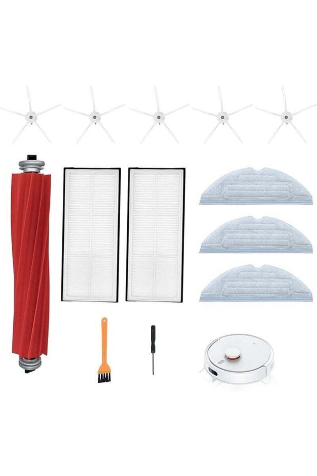 Replacement brush head kit for Roborock S7 T8Plus T7s S7 Maxv Ultra S8 Pro Ultra robot vacuums, including 1 main brush head and 5 side brush heads.
