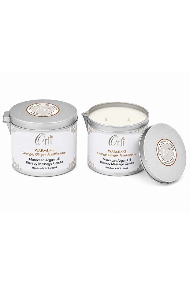 Warming Therapy Massage Candle 160g - Moroccan Argan Oil, Orange, Ginger & Frankincense