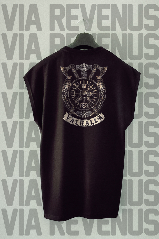 Valhalla Back Printed Zero Sleeve Crew Neck Sports Tshirt