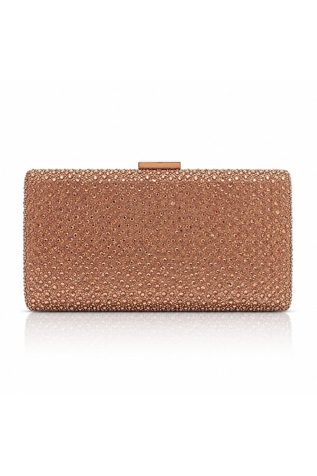 Women's Rose Gold Crystal Full Stone Evening Dress Bag Boxed Night Portfolio