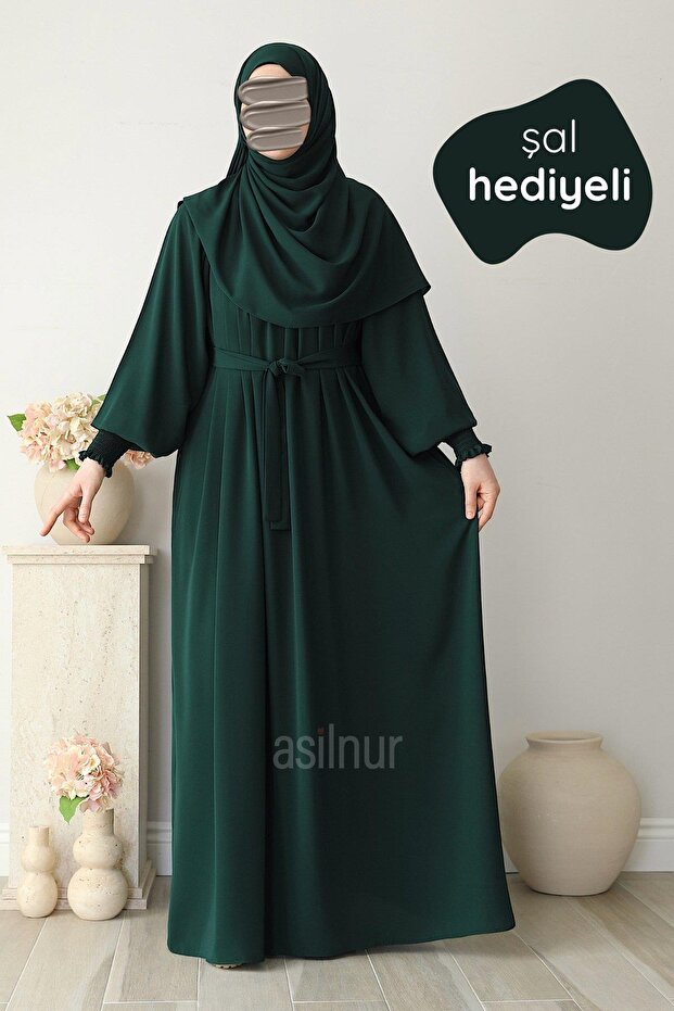Mahi Dress with Shawl Gift Set Emerald Green