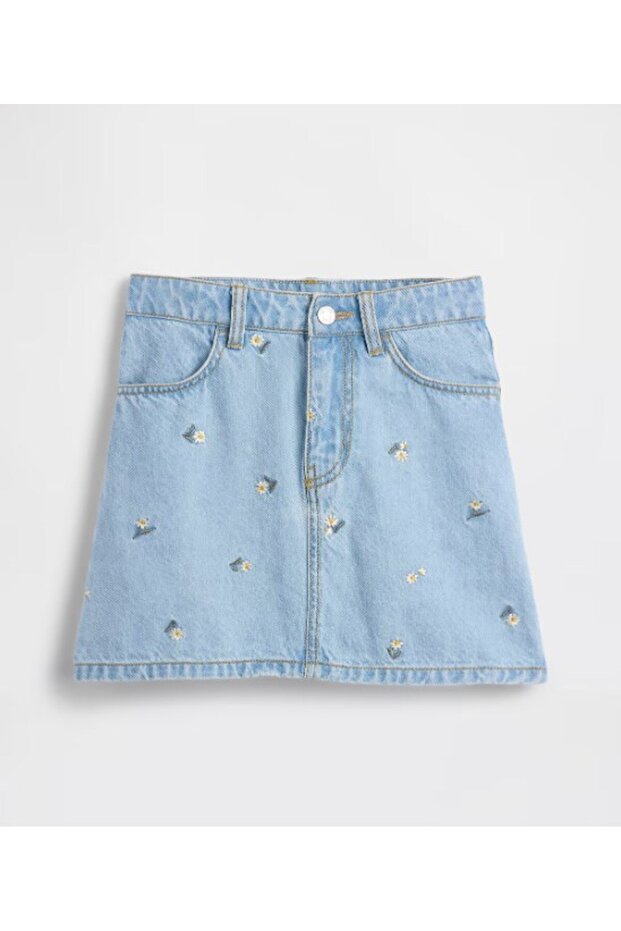 Gap Girls' Daisy Embroidered Denim Skirt 5-12 Years Denim