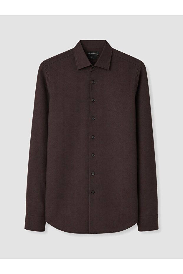 Brown Slim Fit Dobby Men's Shirt