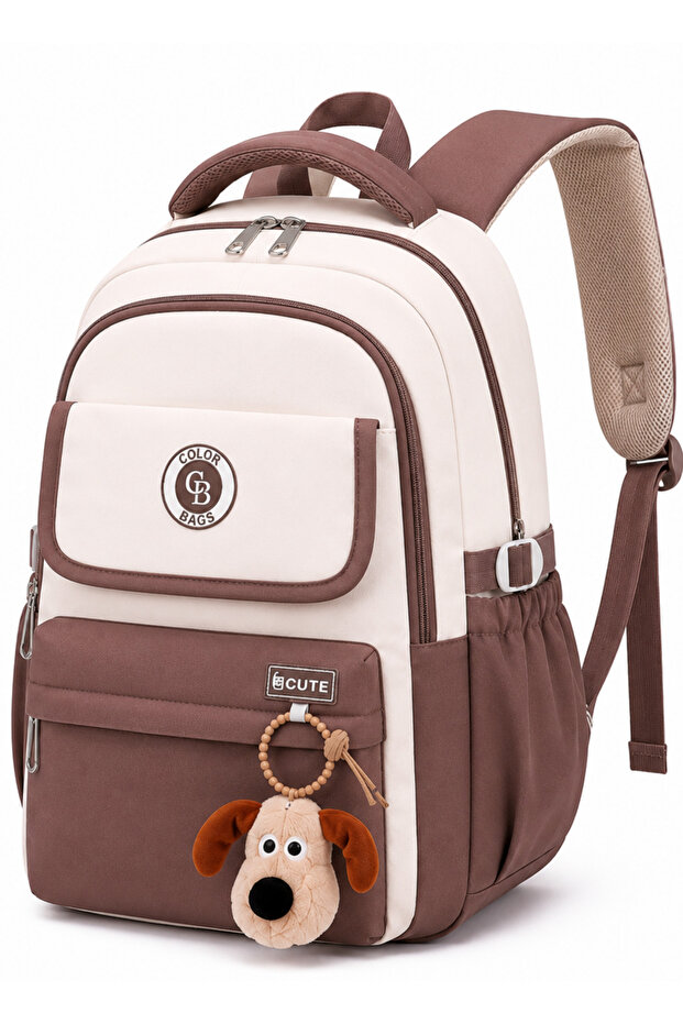 Girls' School Backpack Powder Coffee Color Large Volume Primary School Secondary School Water Repellent
