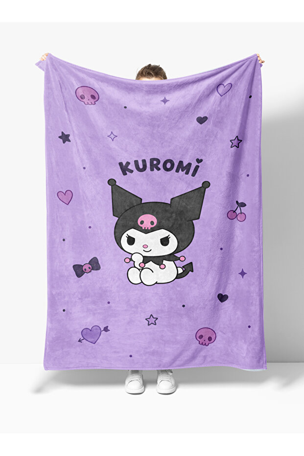Kuromi Purple Patterned Digital Printed Fleece Blanket Tv Blanket Girls' Fleece Blanket