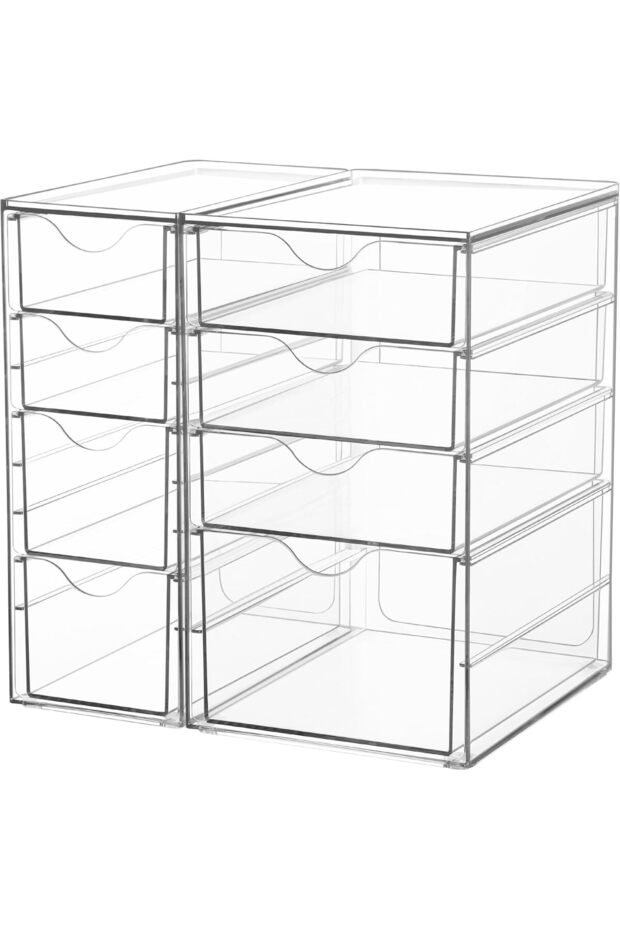 Acrylic drawer organizers, desktop organizers and accessories