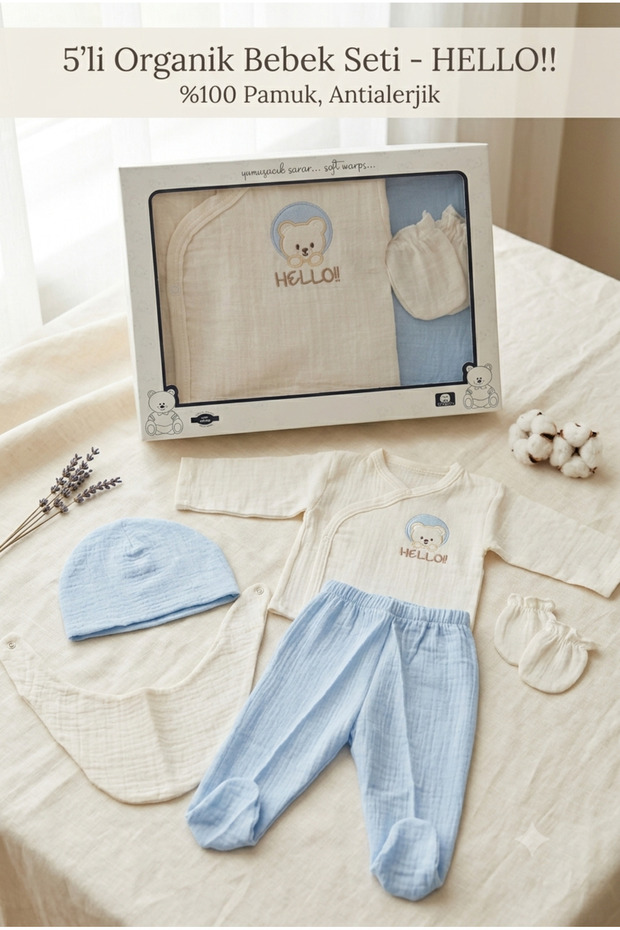 Organic Cotton Baby Hospital Release Set of 5 (0-3 Months)