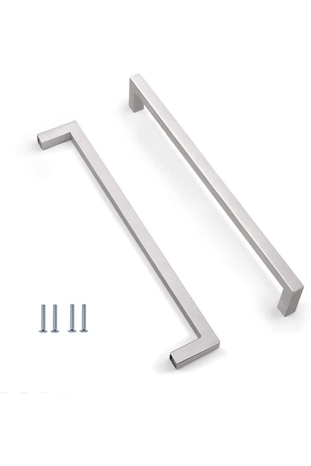 2-piece stainless steel kitchen cabinet door handles, drawer handles, bedroom furniture handles, 224mm hole spacing, silver with screws