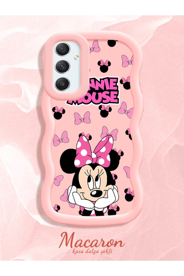 Samsung Galaxy A34 Compatible Wavy Frame Mouse Cartoon Patterned Quality Silicone Phone Case