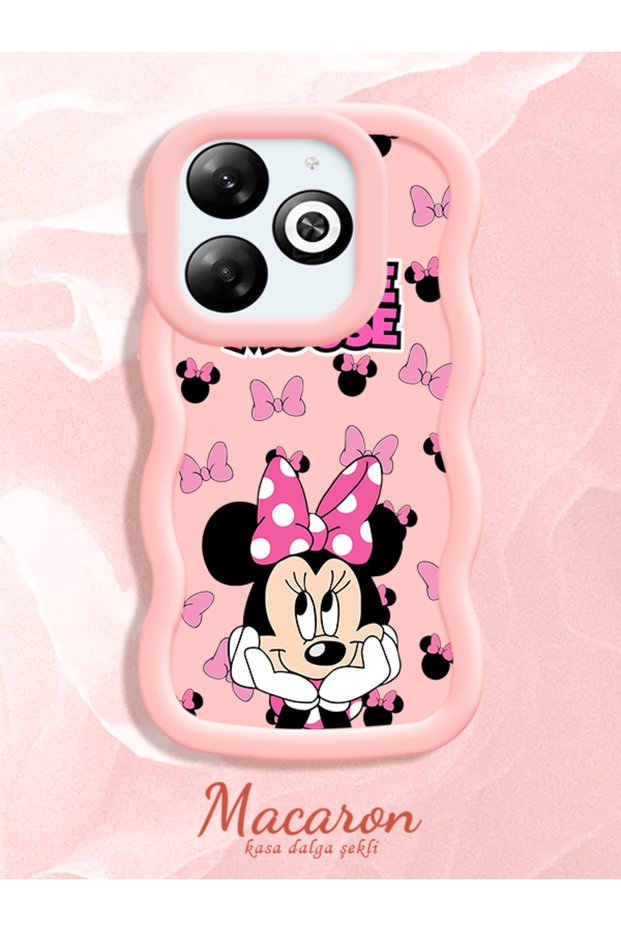 Infinix Hot 40I Compatible Wavy Frame Mouse Cartoon Patterned Quality Silicone Phone Case