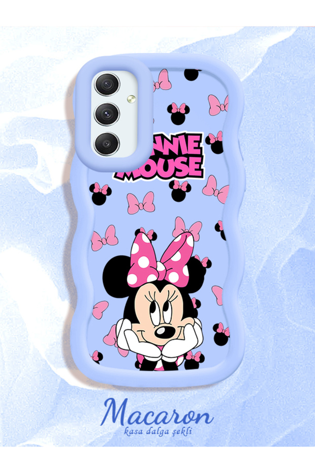 Samsung Galaxy A34 Compatible Wavy Frame Mouse Cartoon Patterned Quality Silicone Phone Case
