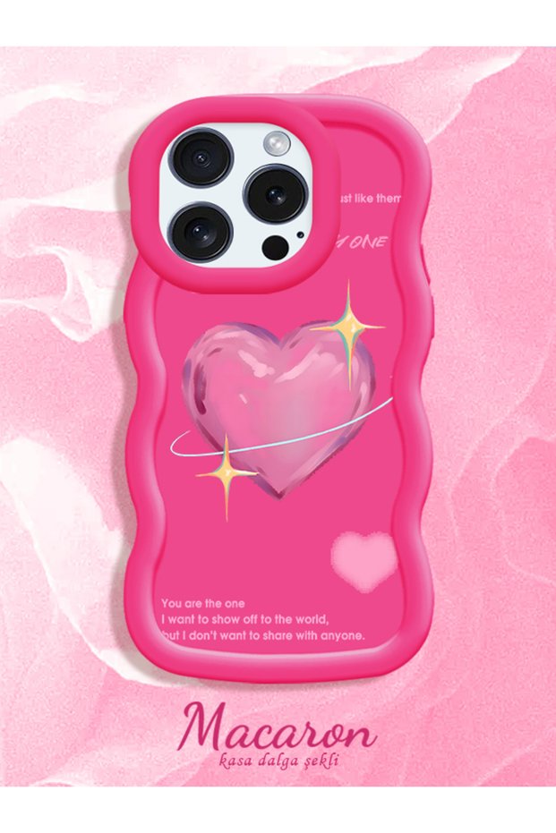 iPhone 16 Pro Compatible Silicone Phone Case with Sweet Pink Heart Motifs, Available in Three Colors