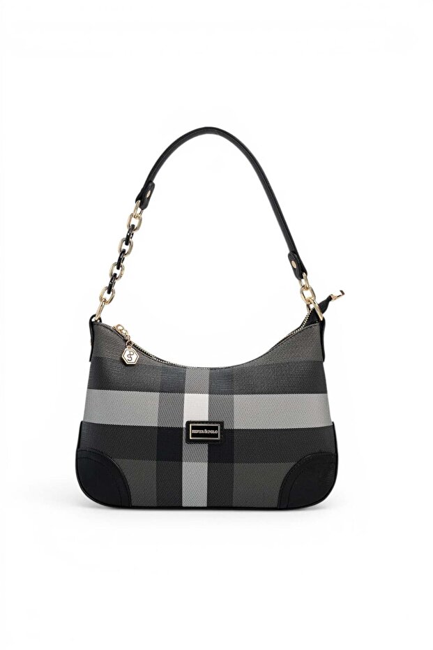 Black - Black Plaid Women's Shoulder Bag Sp1277