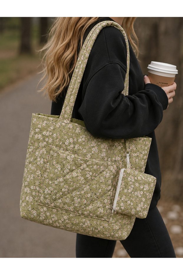 Pinterest Puf Tote Bag | Wallet Bag Lined Large Green Quilted Shoulder Bag Women's Handbag Gift