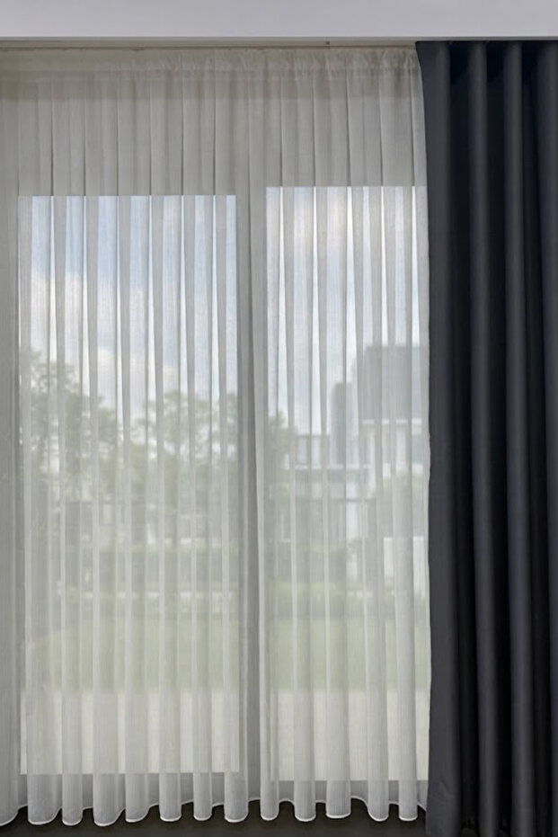 1-2.5 Regular Pleated Zigzag Fish Scale Textured Tulle Curtain, Luxury Tulle Curtain with Lead-Weighted Skirts, Wrinkle-Free
