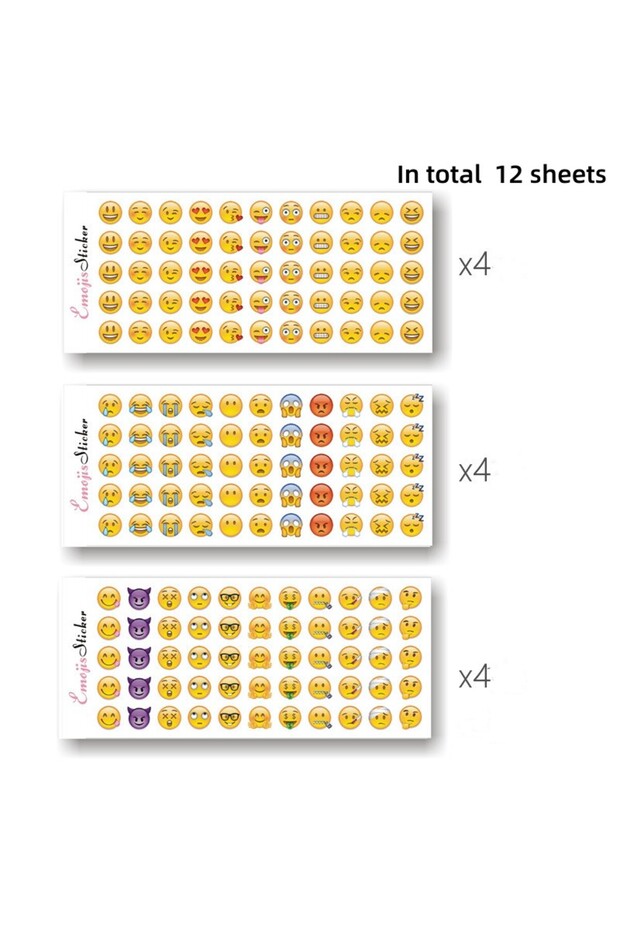 12 sheets Encouraging Sticker Set for Mobile Emojis Cartoon Smiley Decorative Material for Diary Scr