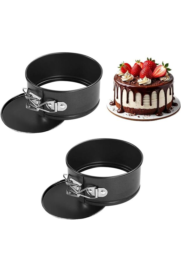 Two-piece mini cake box set, round cake box, 12cm, small round, with non-stick coating, for birthday parties.